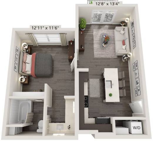 1 Bedroom 1218 floor plan